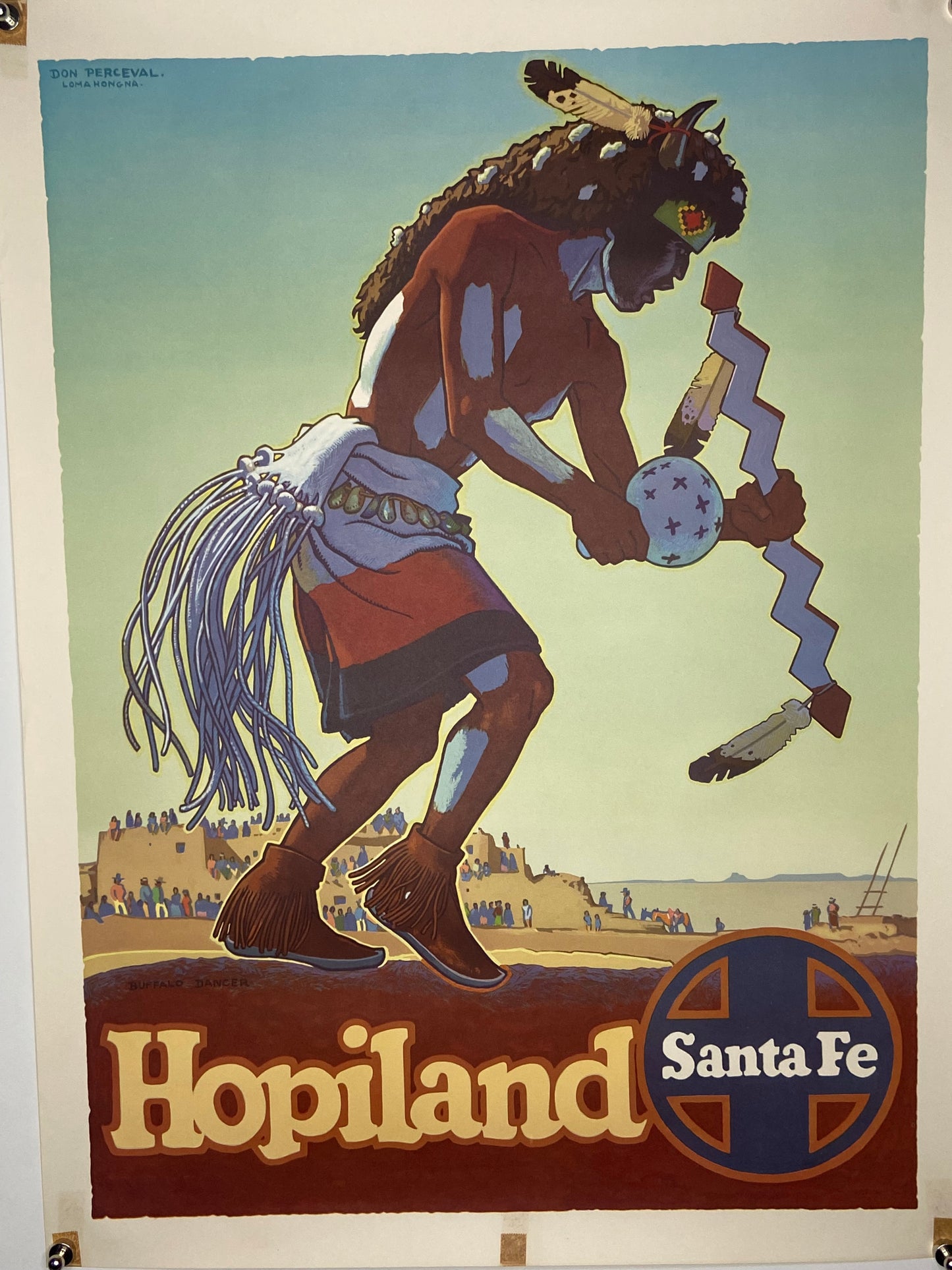 Vintage poster depicting a Hopi dancer in traditional attire. - File: IMG_1679.JPG
