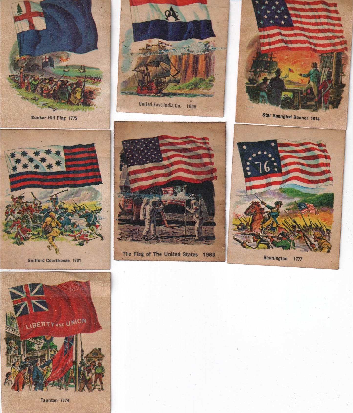 πΊπΈ Vintage Bicentennial Historic Flag Card Set (13) β 1975β76 National Flag Foundation β Revolutionary War & U.S. History