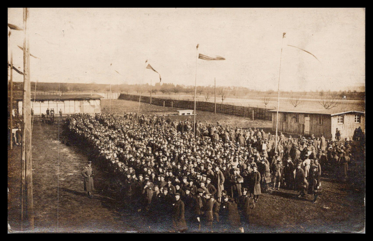 Black and white photograph of a large gathering of soldiers in a field. - Image: MA-PC_0029