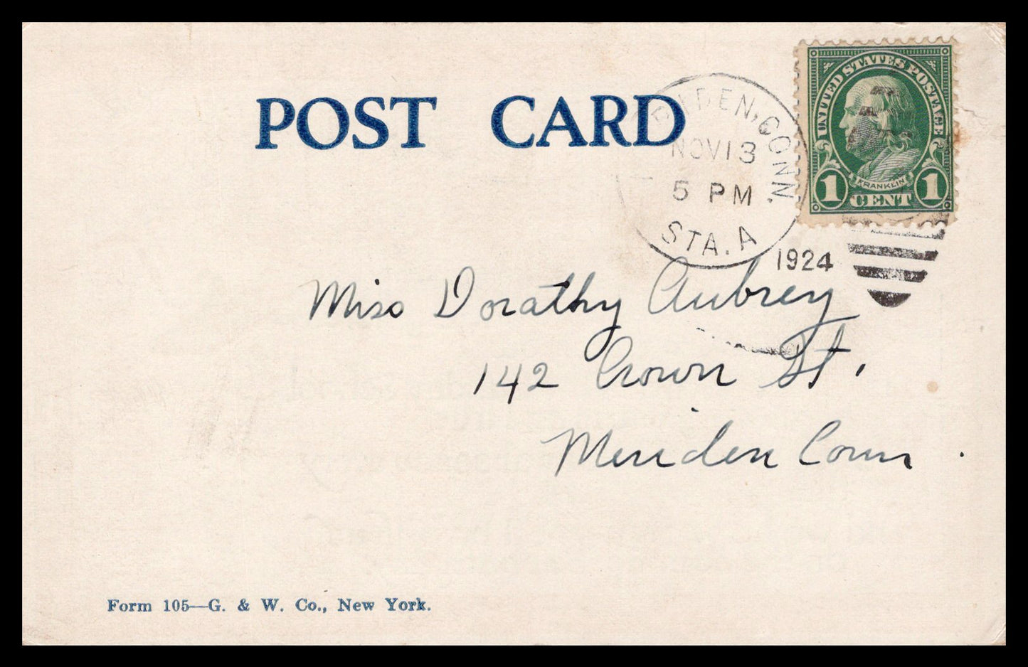Vintage 1924 Sunday School Aviation-Themed Postcard – “We Miss You!” Airplane Illustration