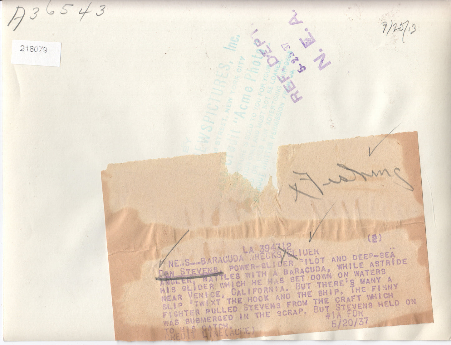 Alternate view of Vintage Aerial Fishing Adventure: Early 20th Century Seaplane Fisherman Capturing the Big Catch - Image: Folder23-15