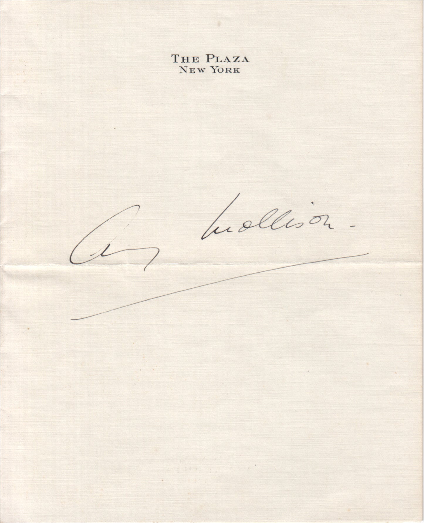 Alternate view of Vintage 1933 The Plaza Hotel Letterhead with Autograph Request from Mrs. Mollison's Secretary