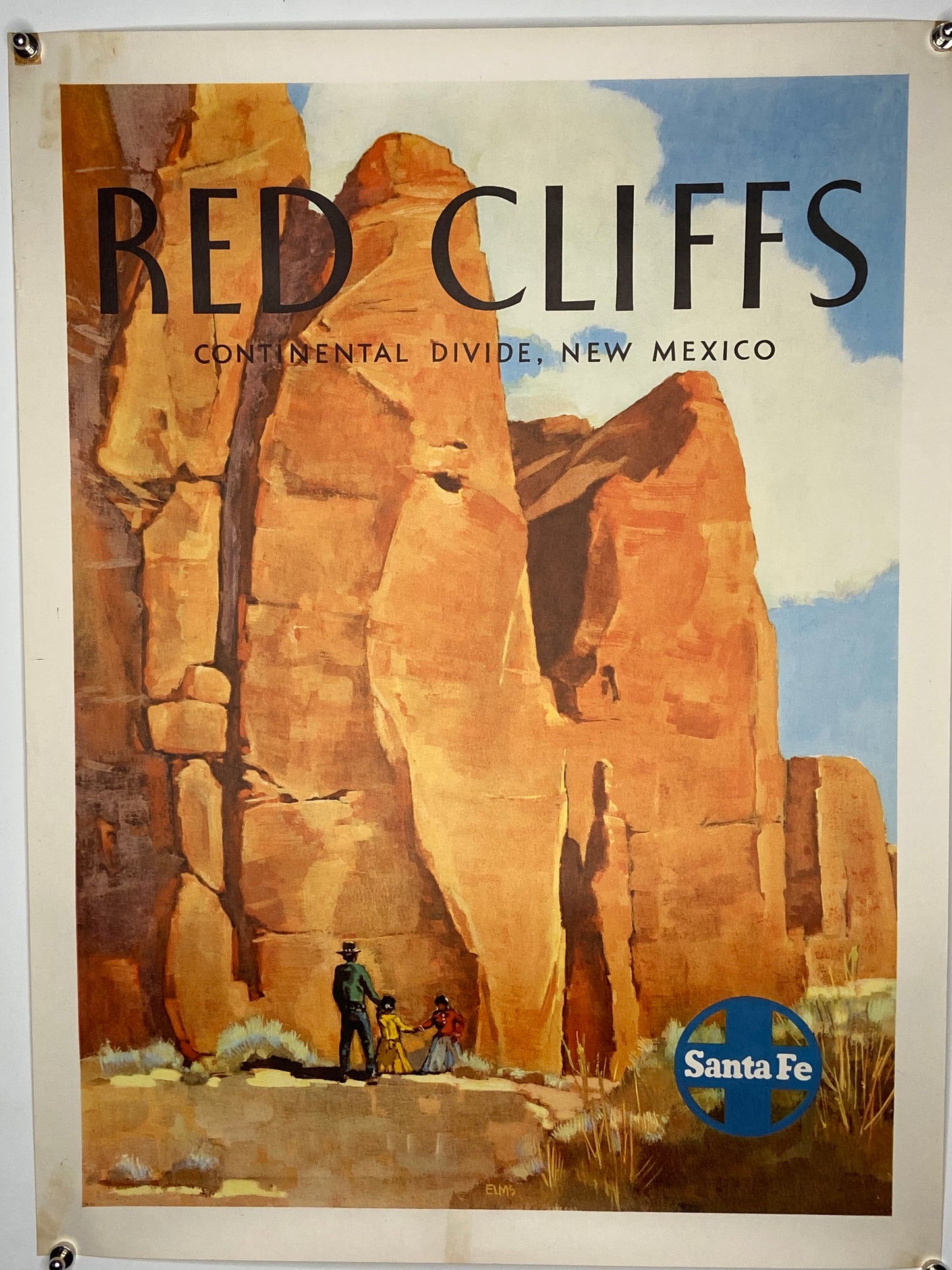 Vintage travel poster of Red Cliffs in New Mexico - File: IMG_1671.JPG