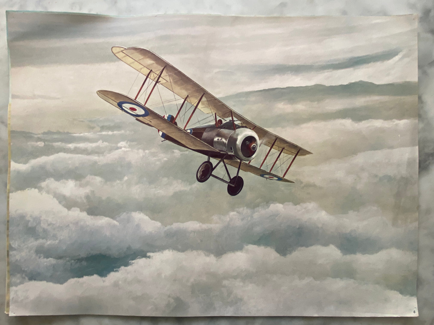 Alternate view of Vintage Aviation Art Print of Historical Biplane in Flight over Clouds (File: F10IMG_1703.JPG)