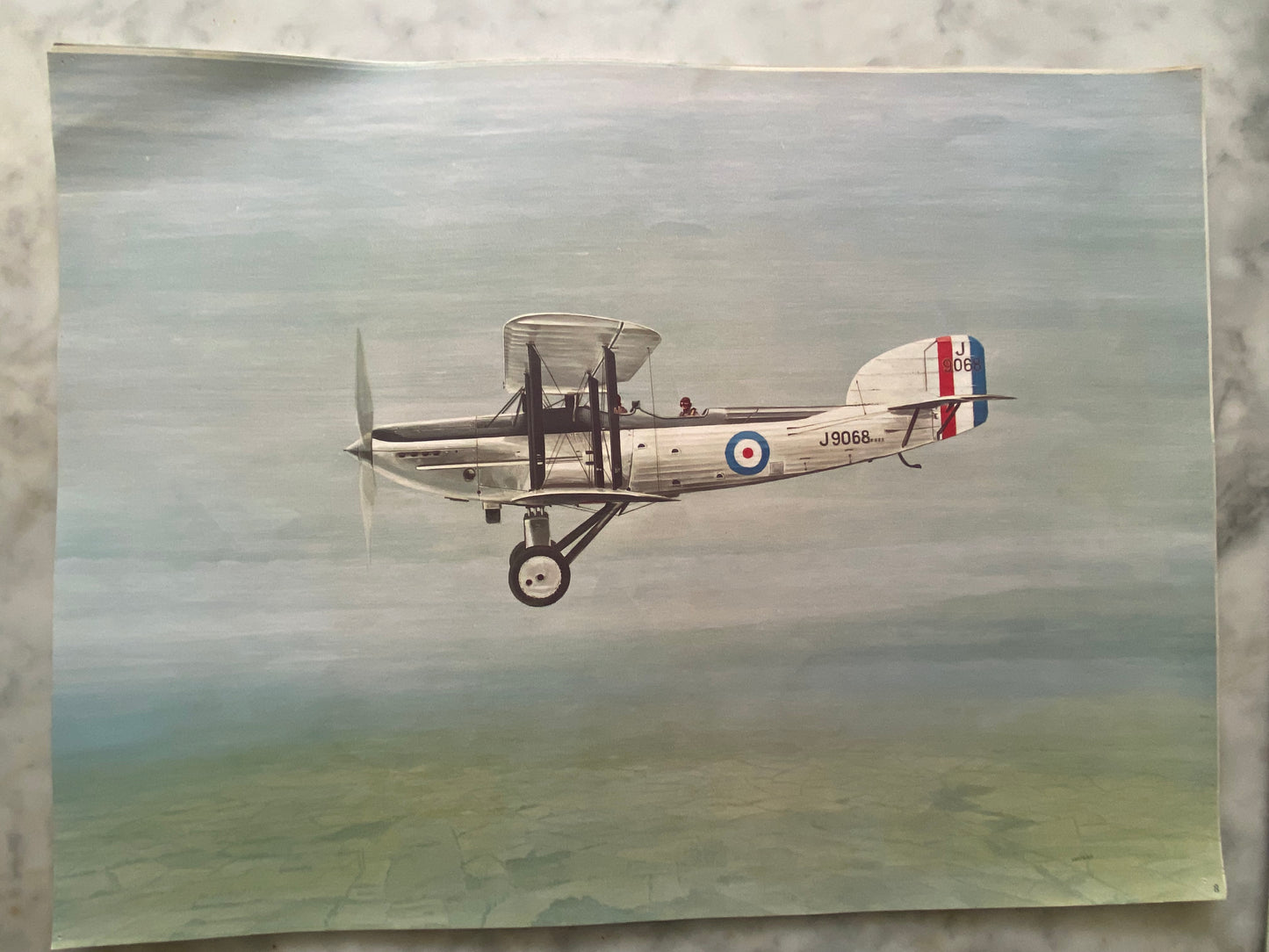 Alternate view of Vintage Aviation Art Print of Historical Biplane in Flight over Clouds (File: F10IMG_1699.JPG)
