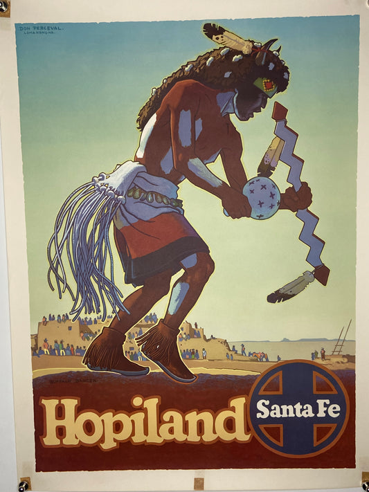 Vintage poster depicting a Hopi dancer in traditional attire. - File: IMG_1679.JPG