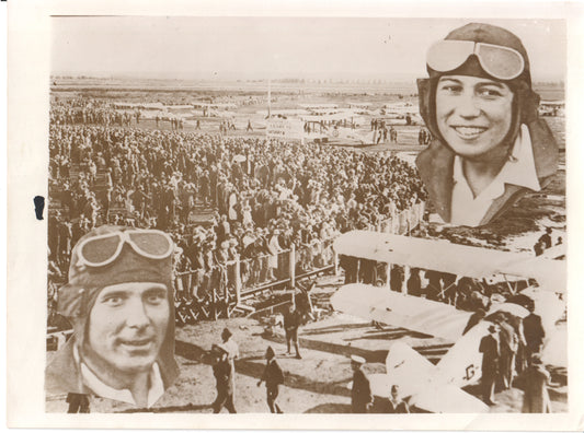Vintage photograph of aviators and crowd at an airshow in the 1920s. - Image: Folder27-15