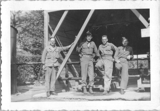 Black and white photo of four soldiers in military uniforms during WWII. - Image: 2025-08-25-0029