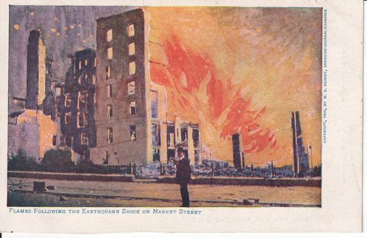 Vintage postcard depicting flames after the San Francisco earthquake on Market Street. - Image: 2025-04-13-0048