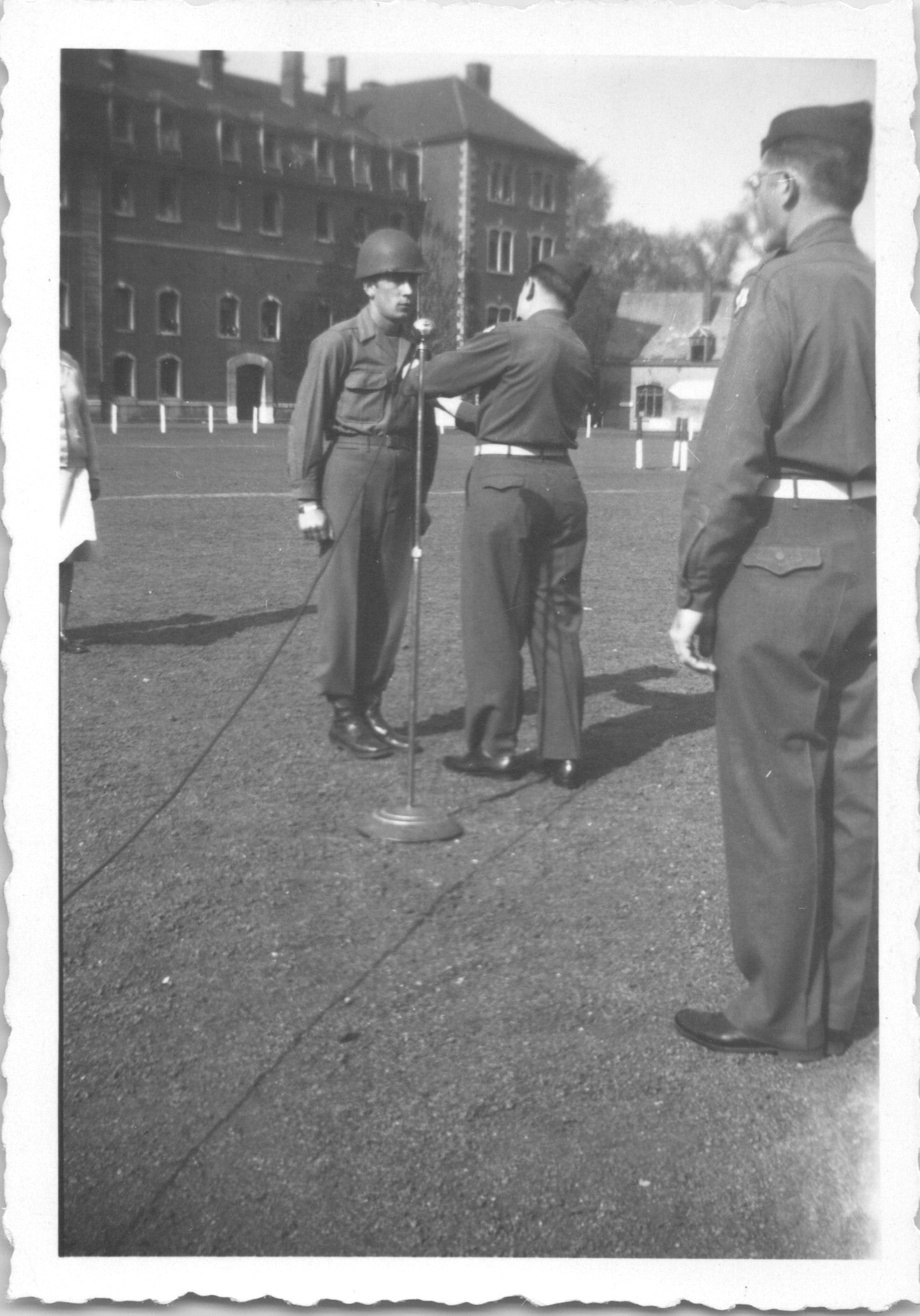 Vintage black-and-white military ceremony photo featuring soldiers in uniform. - Image: 2025-08-25-0013