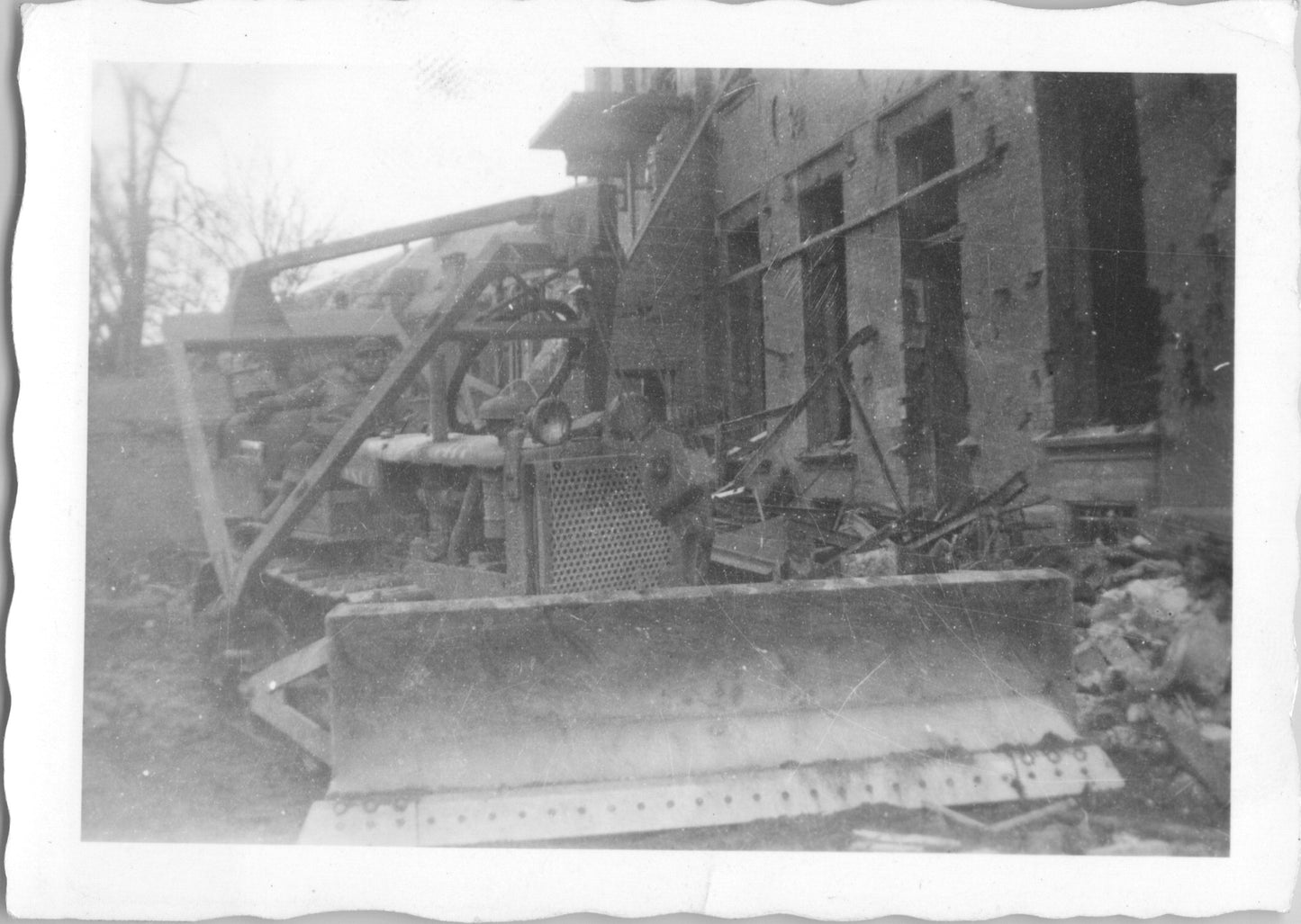 Vintage black and white photo of heavy machinery at a demolition site. - Image: 2025-08-25-0015