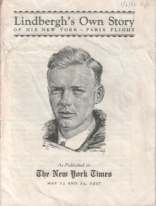 1927 newspaper featuring Charles Lindbergh's account of his New York to Paris flight. - Image: Folder6-4