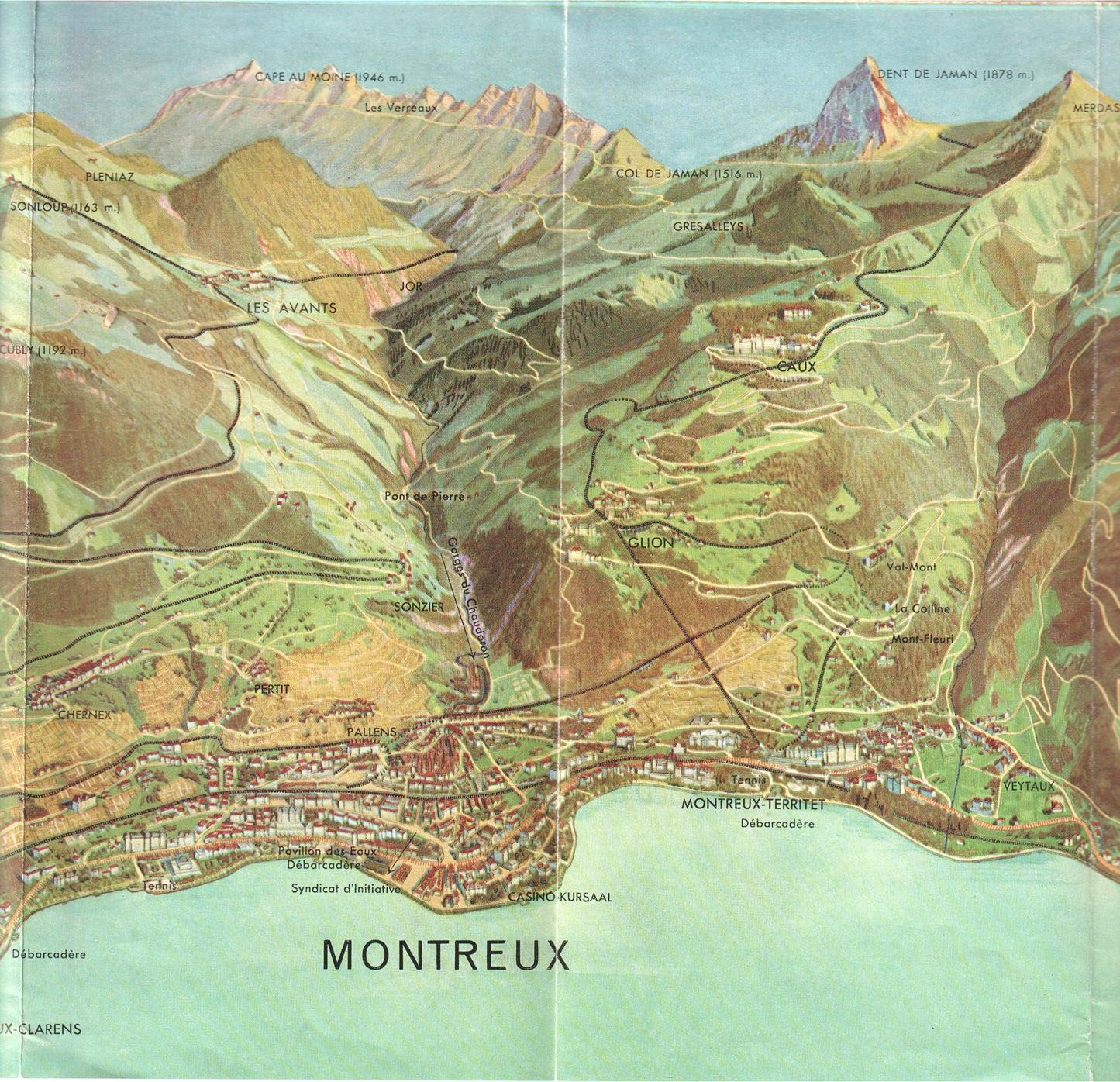 1939 Montreux Switzerland Travel Brochure – Territet & Clarens | Illustrated Map & Photos