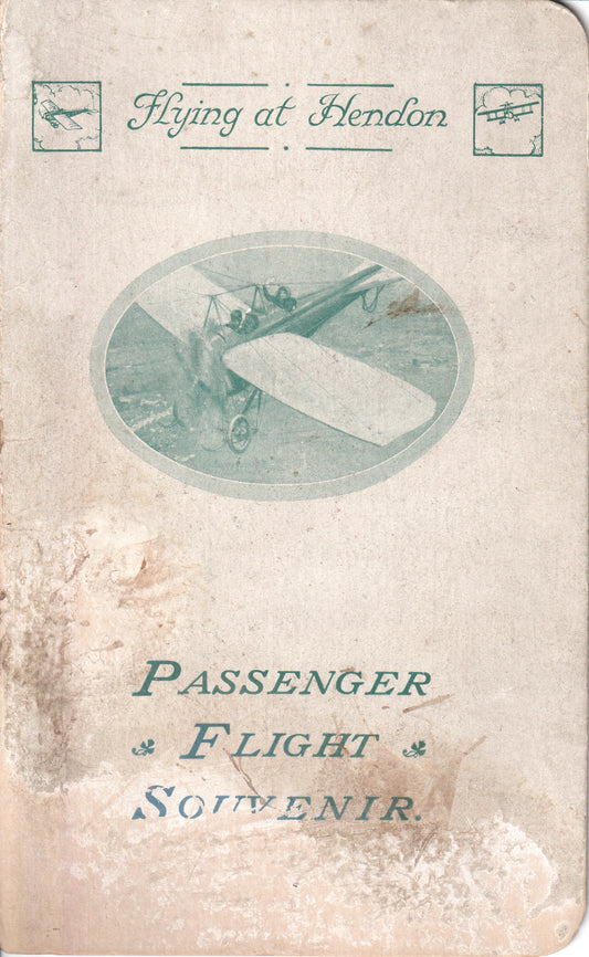 Vintage "Flying at Hendon" passenger flight souvenir booklet cover - Image: 2025-04-15-0023