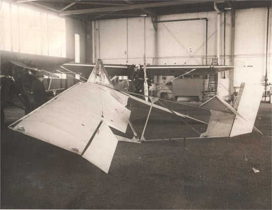 A vintage experimental aircraft displayed in a hangar. - Image: Folder3-21