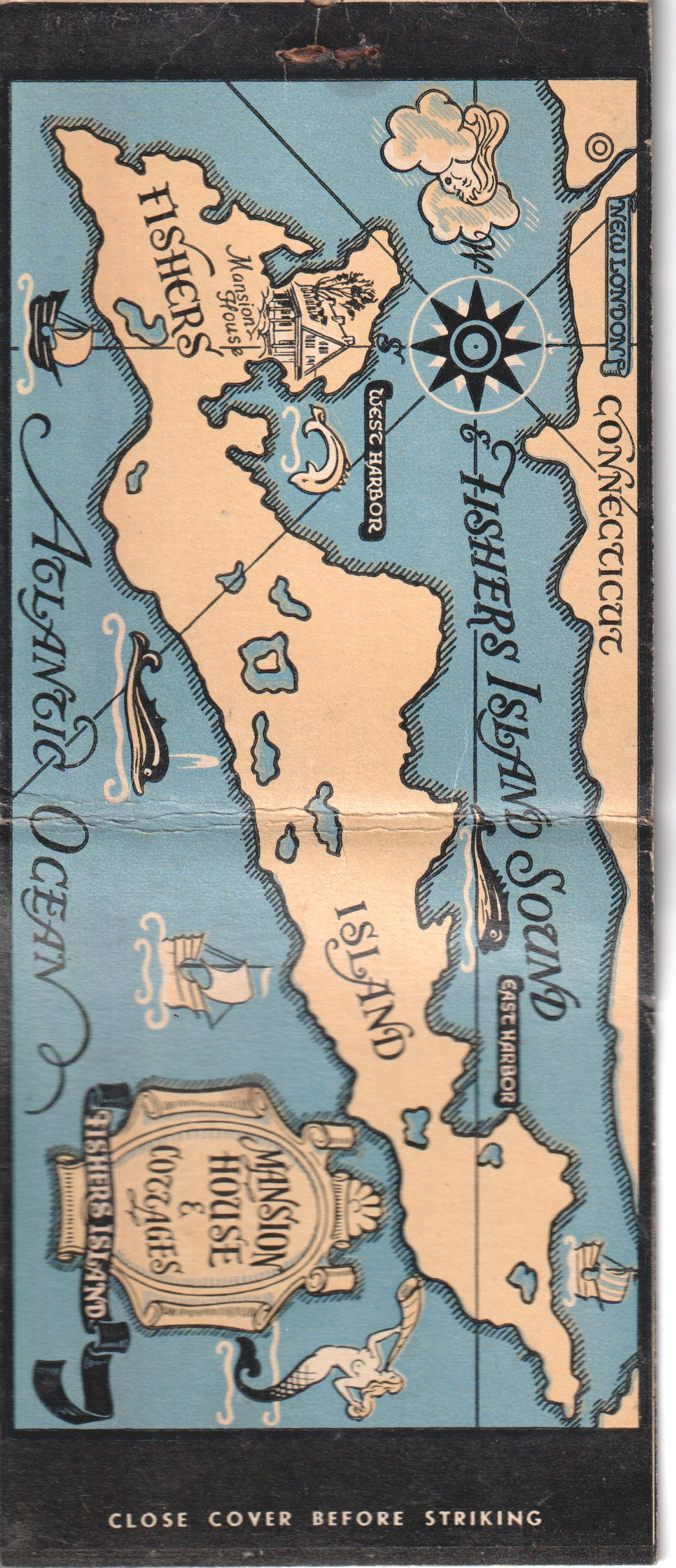 Vintage map of Fisher's Island with charming illustrations. - Image: 2025-04-12-0003