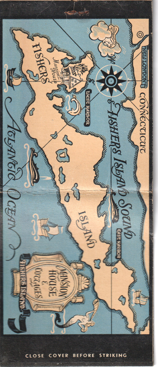 Vintage map of Fisher's Island with charming illustrations. - Image: 2025-04-12-0003