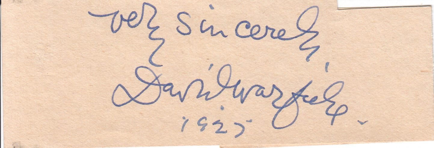 Vintage handwritten note dated 1925 with Dan Wager's signature. Folder 1 A