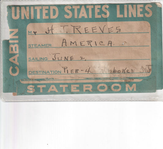 Vintage cabin stateroom pass from United States Lines for the steamer America. - Image: 2025-04-13-0063