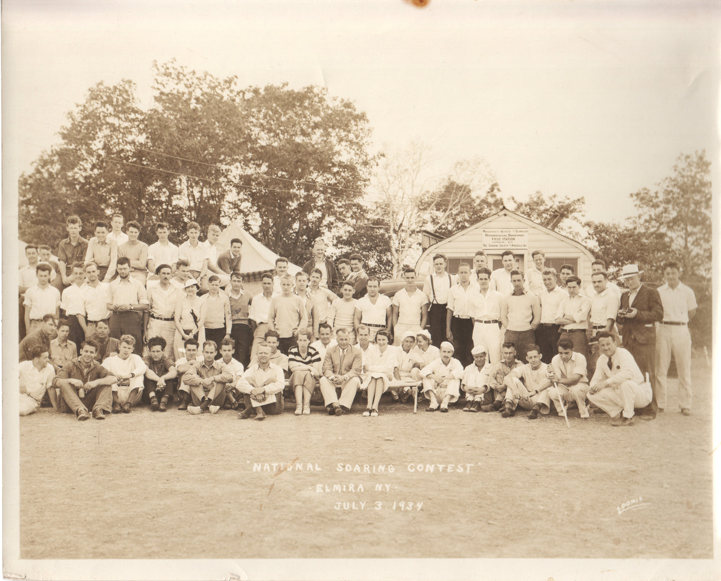 Vintage group photograph from the 1934 National Soaring Contest in Elmira, NY. - Image: Folder16-21