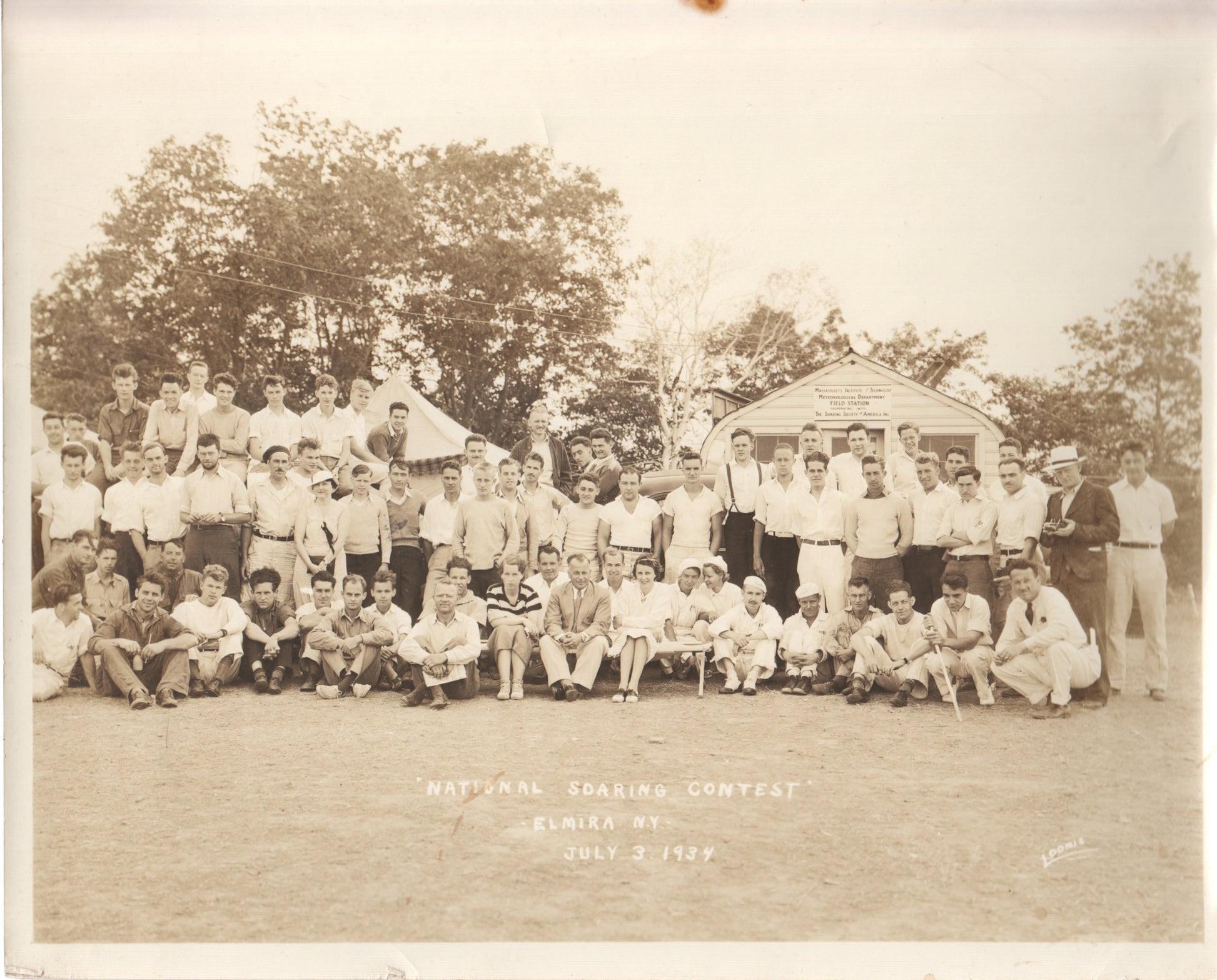 Vintage group photograph from the 1934 National Soaring Contest in Elmira, NY. - Image: Folder16-21