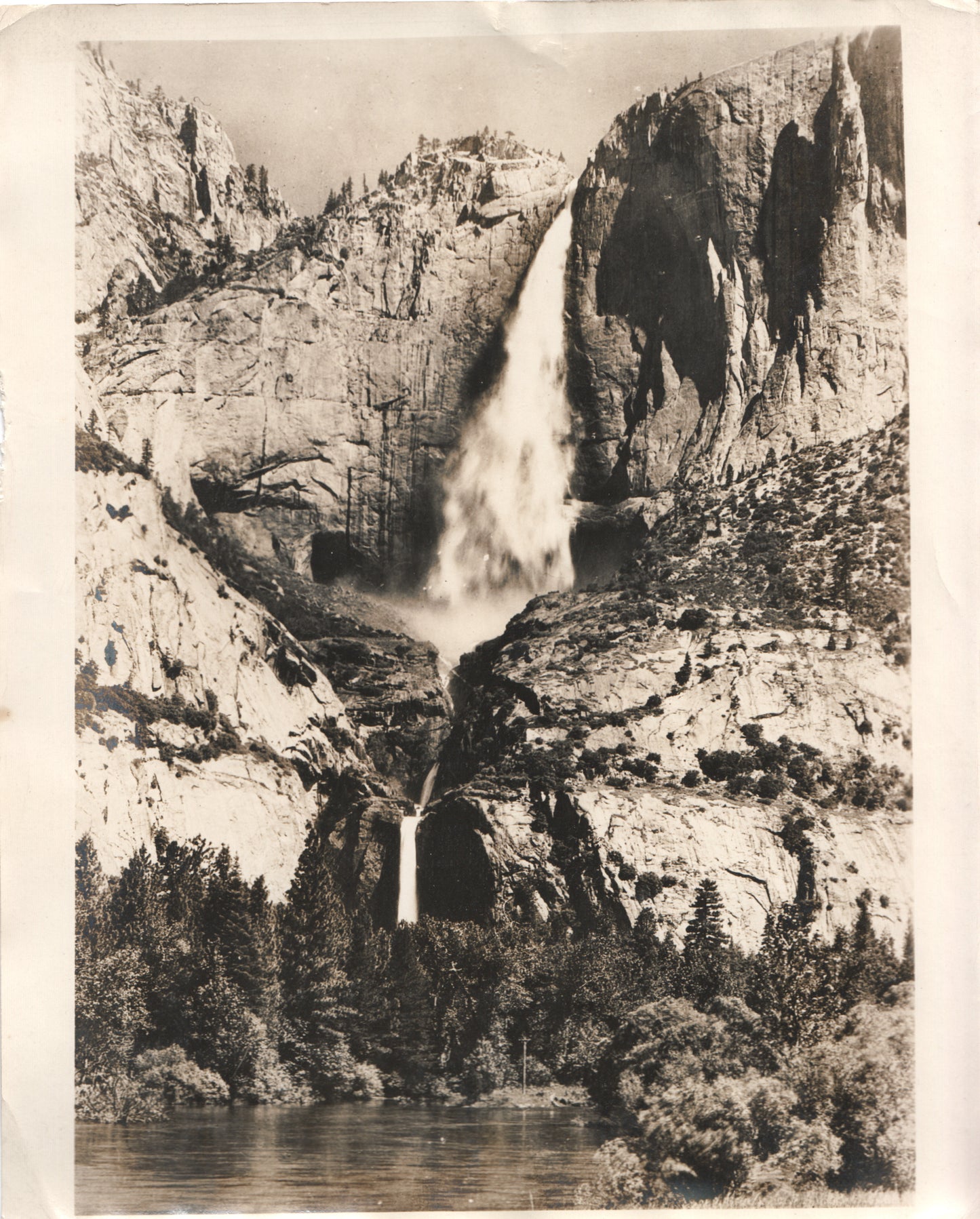 Black and white photograph of a waterfall in Yosemite National Park. - Image: Folder16-4