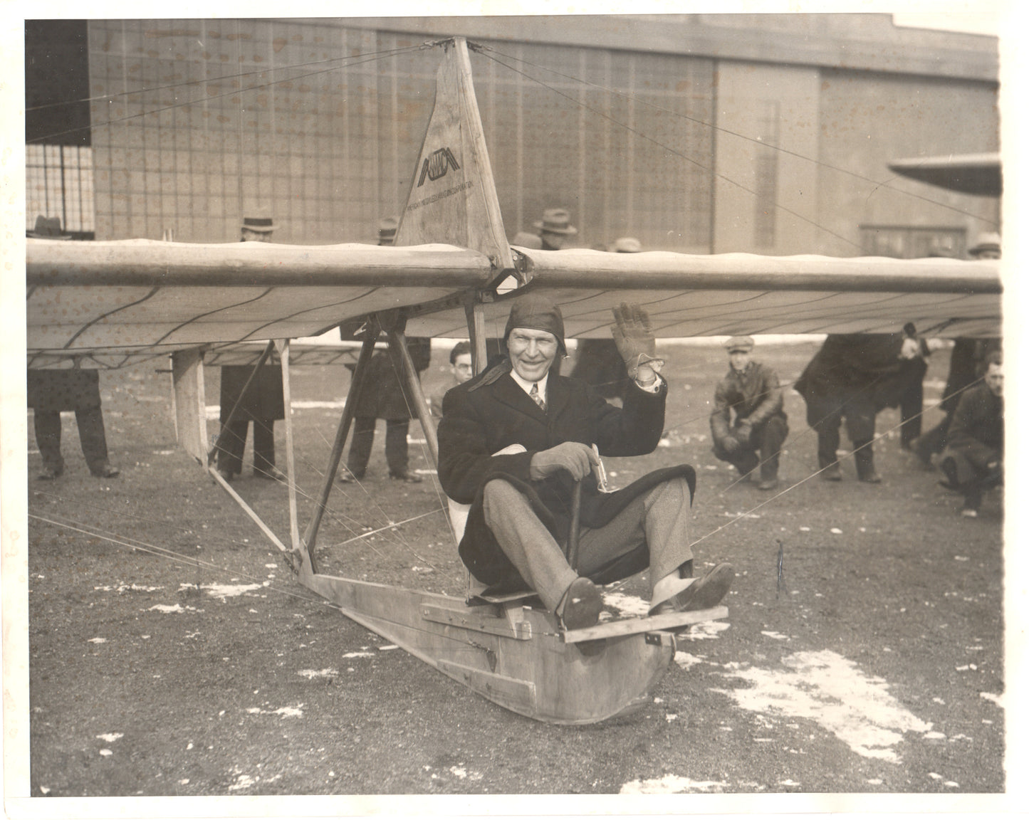 Alternate view of Vintage Black-and-White Photograph of a Pilot in Early Aircraft, Circa 1920s - Image: Folder17-19