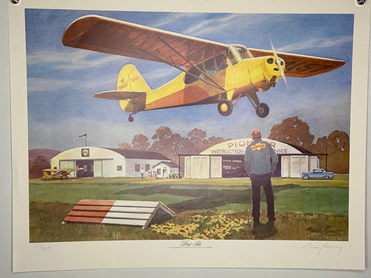 Vintage aviation artwork depicting a pilot's first flight. - File: F1IMG_1644.JPG