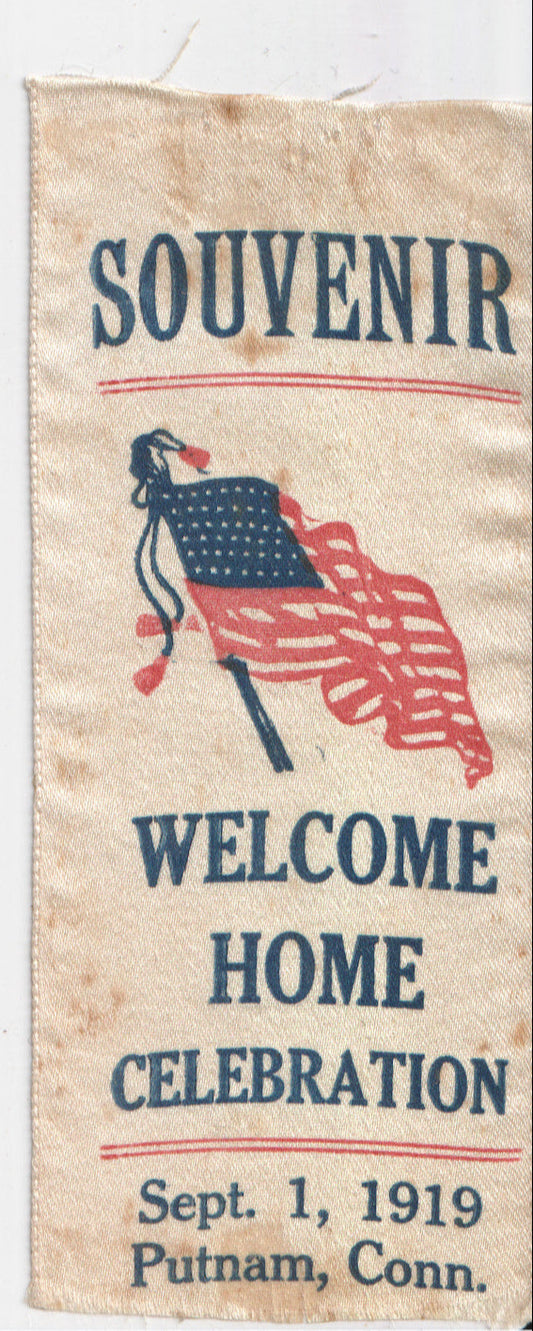 Vintage satin ribbon commemorating a 1919 Welcome Home Celebration. - Image: 2025-04-12-0016