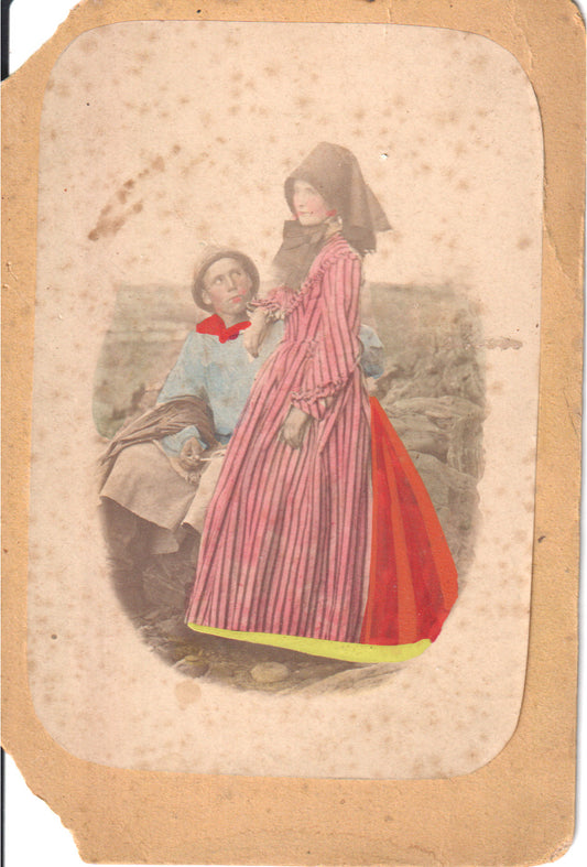 Hand-colored Victorian photograph of a young couple in period clothing. - Image: 2025-04-18-0069