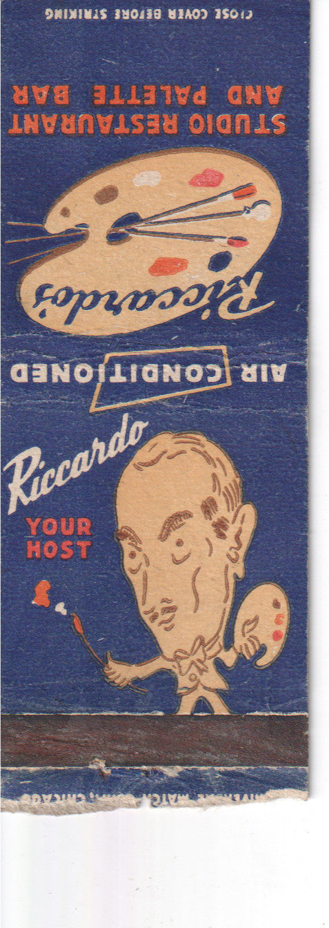 Vintage matchbook from Riccardo’s Studio Restaurant featuring artistic design. - Image: 2025-04-12-0037