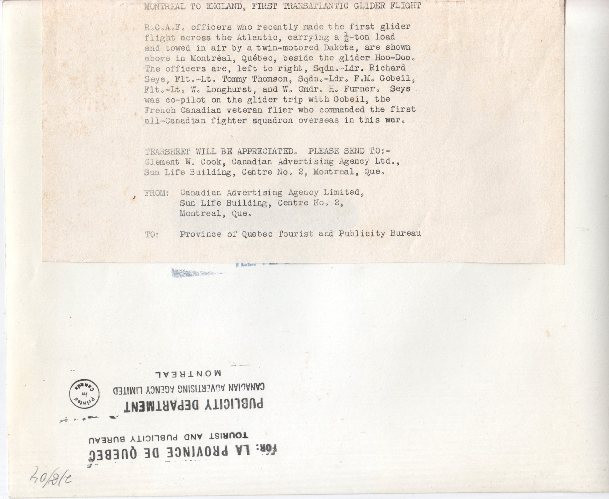 Alternate view of Vintage WWII Military Photo Featuring Officers by the "Hoo-Doo" Aircraft - Image: Folder13-3