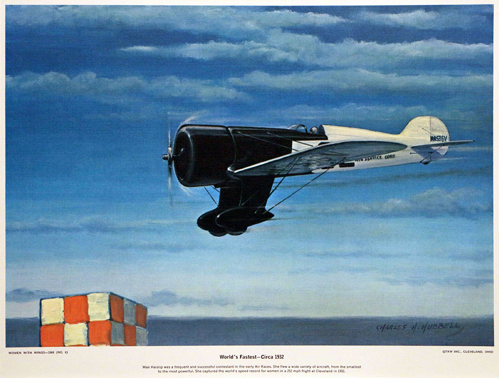 A collection of 12 aviation prints titled "America's Women With Wings" by Charles H. Hubbell, showcasing famous feminine daredevils of the past who were known for flying in the sky.

