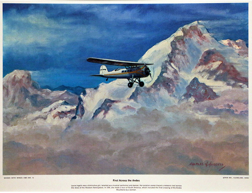 A collection of 12 aviation prints titled "America's Women With Wings" by Charles H. Hubbell, showcasing famous feminine daredevils of the past who were known for flying in the sky.
