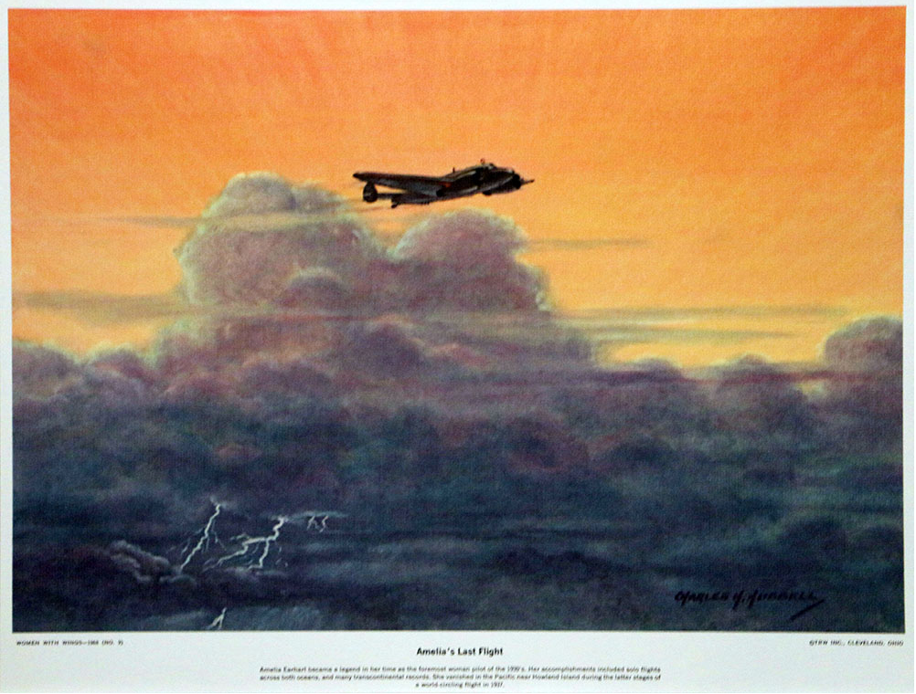 A collection of 12 aviation prints titled "America's Women With Wings" by Charles H. Hubbell, showcasing famous feminine daredevils of the past who were known for flying in the sky.