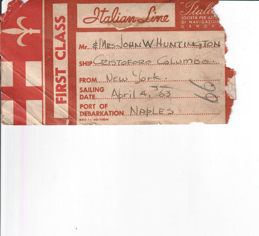 Vintage first-class ticket from the Italian Line for a 1963 sailing. - Image: 2025-04-13-0064