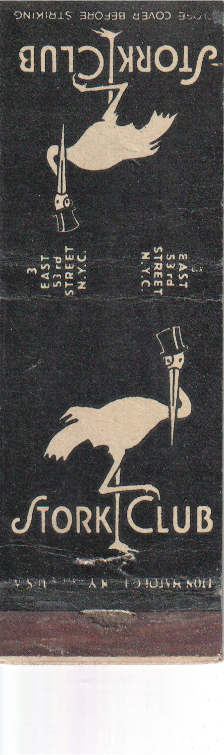 Vintage matchbook featuring the Stork Club logo and stork illustration. - Image: 2025-04-12-0011