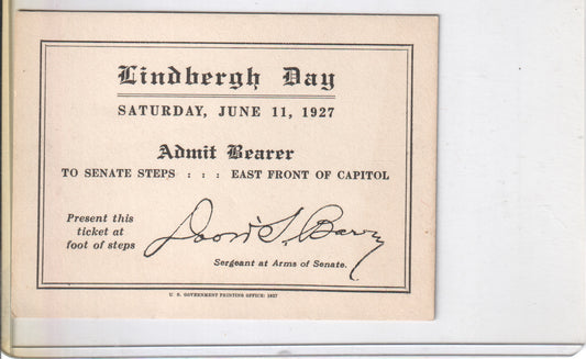 Vintage 1927 admission ticket for Lindbergh Day event at the Capitol. - Image: 2025-04-18-0066