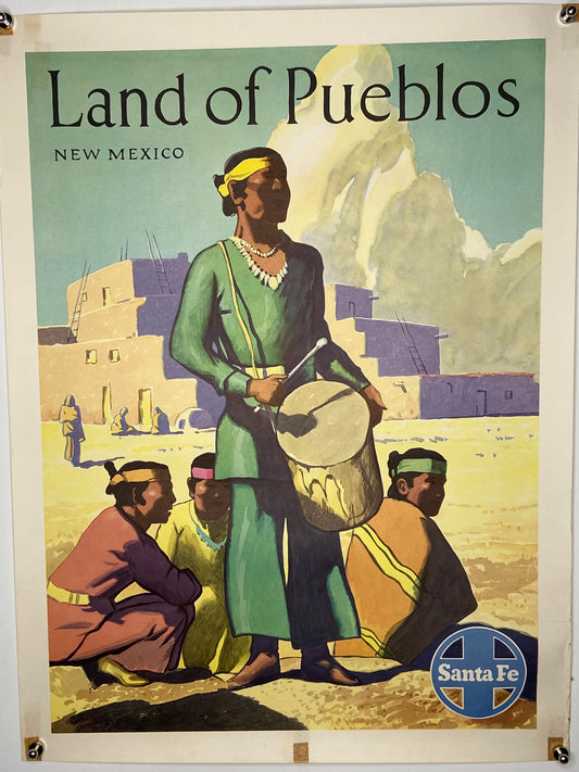 Vintage travel poster for New Mexico showcasing Pueblo culture - File: IMG_1677.JPG