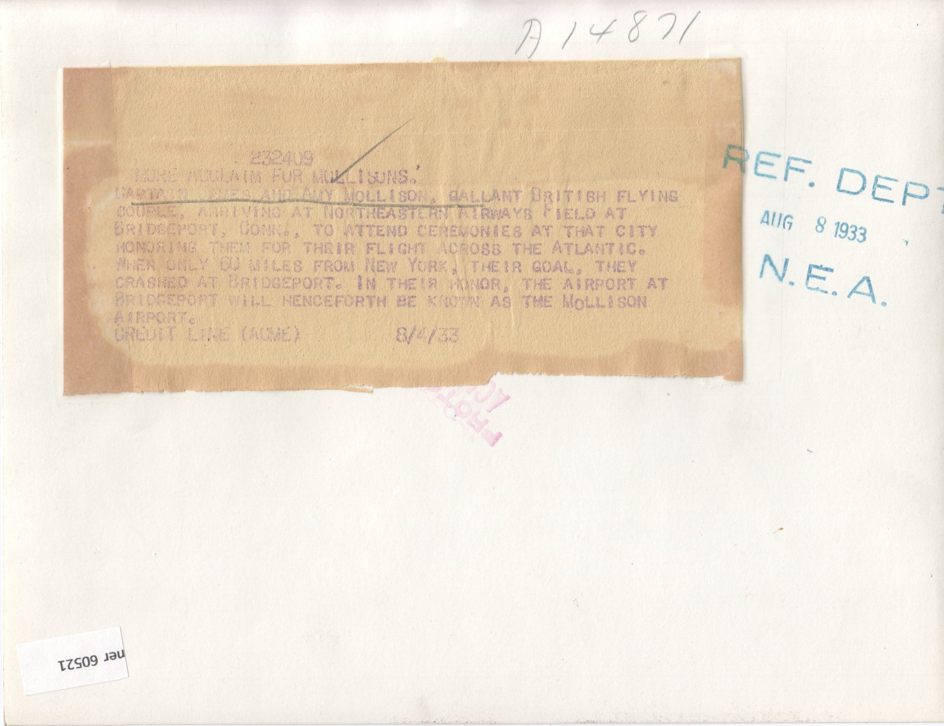 Alternate view of Vintage 1930s Aviation Celebrity Photograph: Iconic Gathering Beside Historic Aircraft - Image: Folder18-4