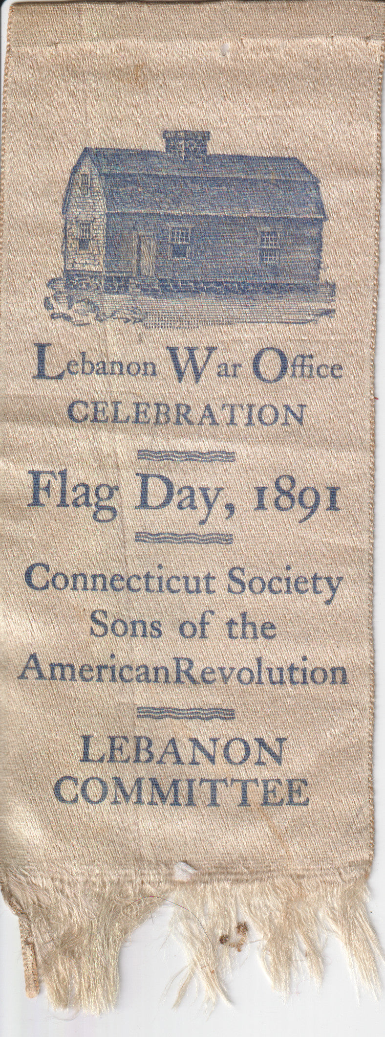 Vintage 1891 Flag Day celebration ribbon featuring historic imagery. - Image: 2025-04-12-0017