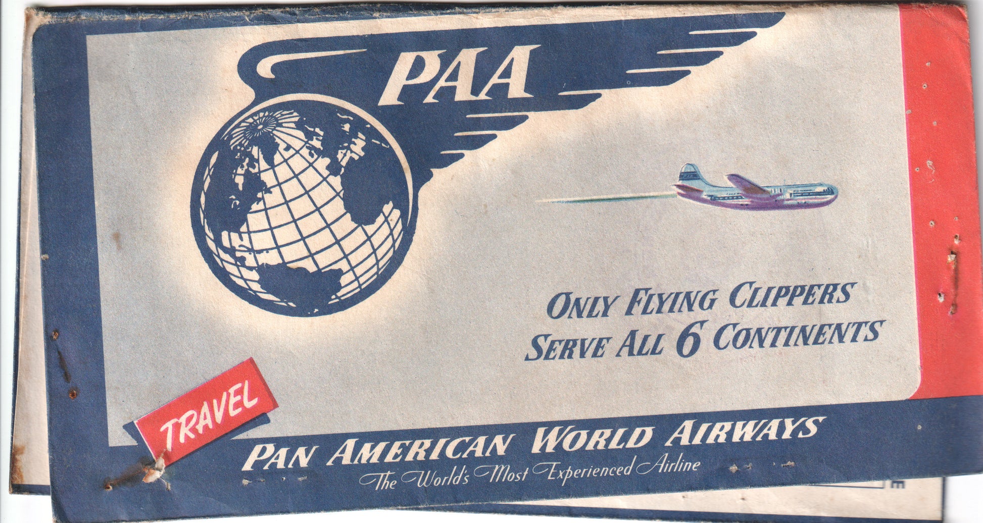 Vintage Pan American World Airways travel brochure featuring a globe and airplane design. - Image: 2025-04-15-0014