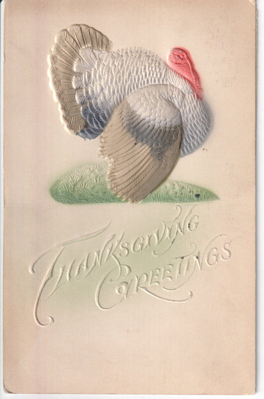 Vintage Thanksgiving card featuring an embossed turkey design. - Image: 2025-04-13-0054