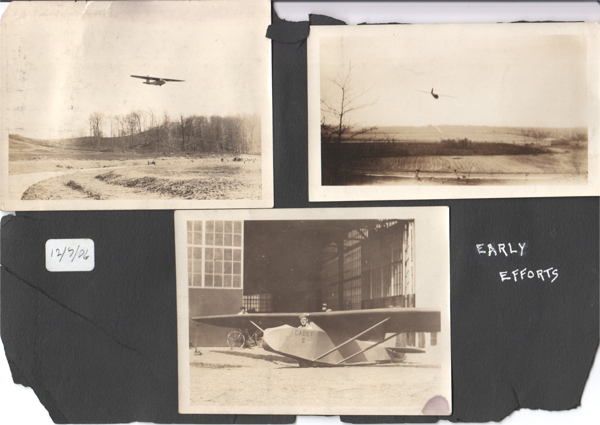 Collection of early aviation photographs featuring the biplane "Cadet II." - Image: Folder7-9