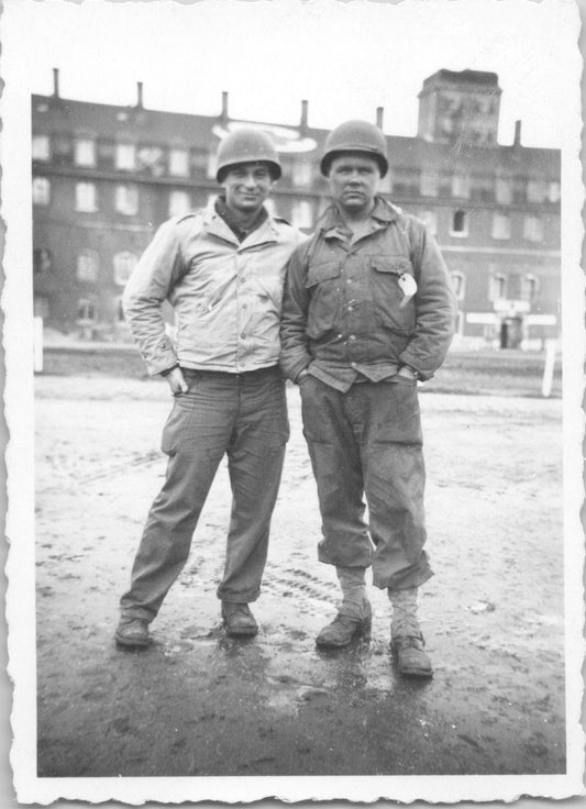 Black-and-white photograph of two World War II soldiers posing together. - Image: 2025-08-25-0014
