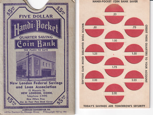 Vintage Handi-Pocket Coin Bank from New London, Connecticut. - Image: 2025-04-13-0044
