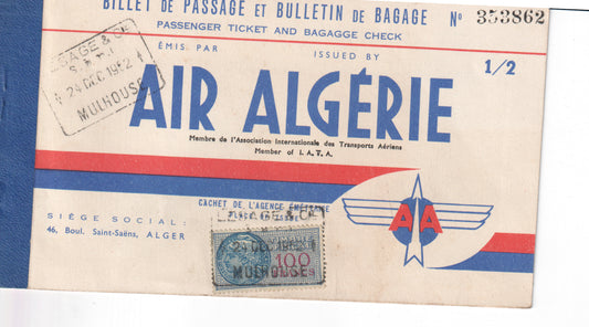 Vintage Air Algérie passenger ticket and baggage check from 1952 - Image: 2025-04-15-0018